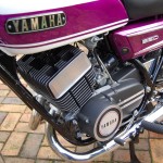 Yamaha YR5 - 1972 - Motor and Transmission, Yamaha Tank Badge, Chain Case, Fuel Tap, Gear Change and Footrest.