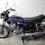 Kawasaki H2C - 1975 - Left Side View, Exhaust Pipe, Seat and Engine.