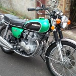 Honda CB500 Four - 1972 - Right Side View, Wheels, Brakes and Tyres, Forks, Frame, Headlight, Clocks, Mirrors, Exhausts and Kick Start.