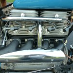 Indian Four - 1941 - Straight Four Engine, Spark Plugs, Exhaust Manifold, Heat Shield and Cylinder Head.