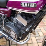 Yamaha YR5 - 1972 - Engine and Gearbox, Oil Pump Cover, Cylinder Head, Clutch Cover and Downpipe.