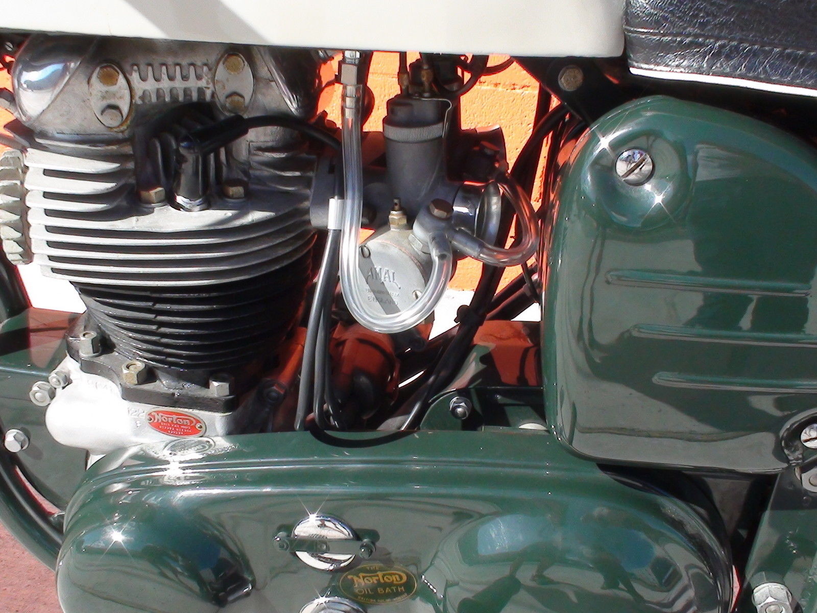 Norton Dominator 88 - 1960 - Carburettors, Side Cover and Cylinder.