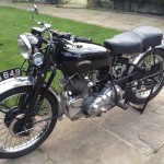 Vincent Comet - 1950 - Right Side View, Gas Tank, Frame, Engine and Number Plate.