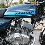 Kawasaki S3 400 - 1974 - Gas Tank, Kawasaki Decal, Motor and Transmission.