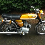Yamaha SS50 - 1973 - Right Side View, Engine and Gearbox, Exhaust, Side Panel with SS Badge and Suspension.