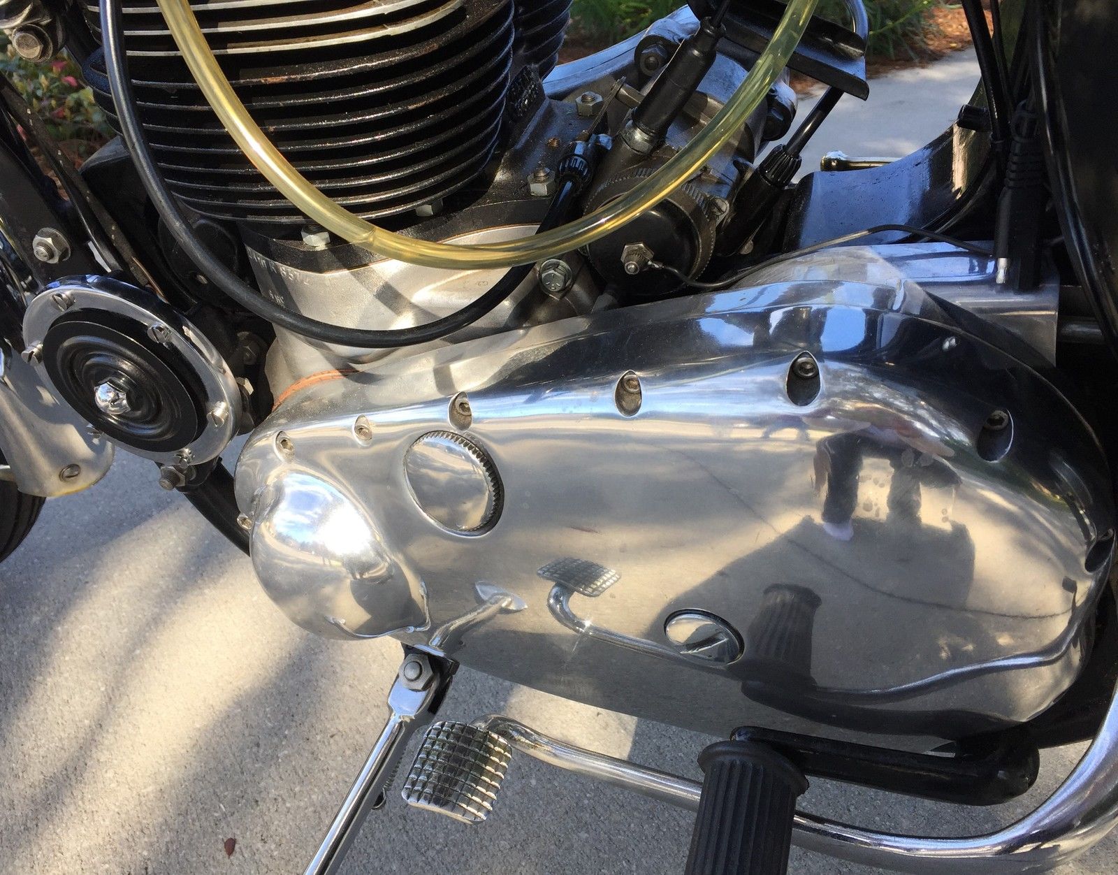 BSA A10 Super Rocket - 1963 - Engine and Gearbox, Brake Pedal, Footrest, Primary Chain Cover and Cable.