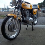 Ducati Desmo 250 - 1974 - Front Wheel, Forks, Mudguard and Headlight.
