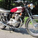 Triumph Trident T160 - 1975 - Oil Cooler, Fuel Tank, Engine and Gearbox, Carburettors, Cylinder Head and Downpipes.