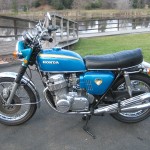 Honda CB750 K0 - 1970 - Left Side View, Silencers, Exhaust, Seat, Tank and Side Panels.