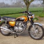 Honda CB500 Four - 1971 - Right Side View, Exhaust System, Mudguards, Wheels, Brakes and Tyres.