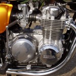 Honda CB500 Four - 1971 - Engine and Gearbox, Kick Start, Points Cover, Clutch Cover, and Clutch Cable.