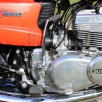 Suzuki GT380 - 1973 - Motor and Transmission, Kick Start, Brake Lever, Ram Air Heads and Cables.