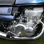 Suzuki GT550 - 1973 - Kick Start, Engine and Gearbox, Clutch Cover, Points Cover, Brake Pedal and Footrest.